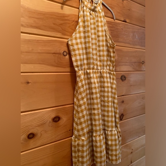 Gingham mock neck halter swing dress. Size large. - Picture 5 of 9